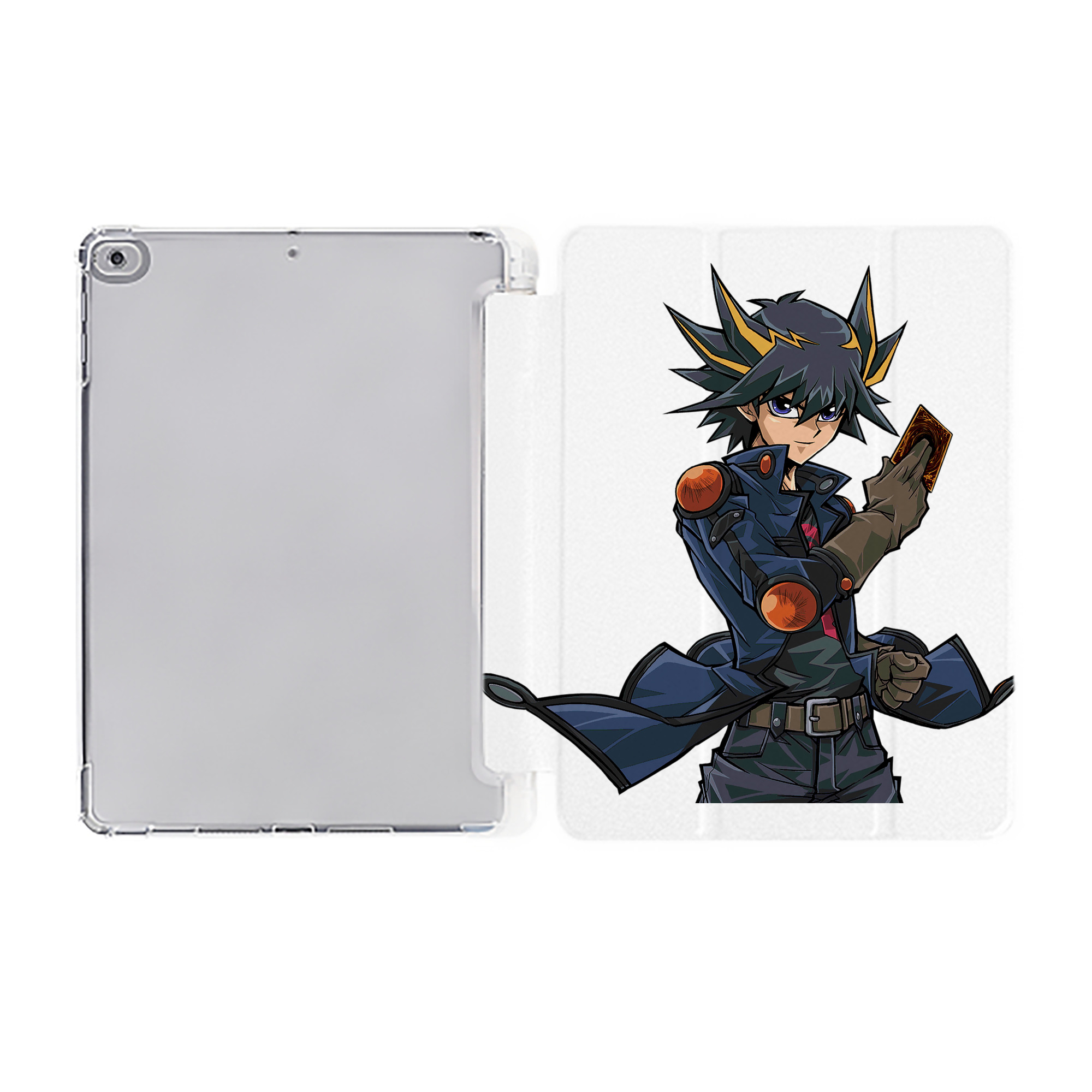 （画像用） 遊☆戯☆王 Yu-Gi-Oh! IPad ケース ペン収納付き 三つ折りスタンド PUレザー×シリコン 対応機種9.5/10.5/10.9インチ